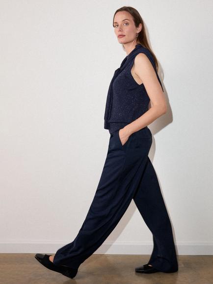 Whistles Annie Sparkle Sleeveless Tank Top, Navy - view 2, Navy