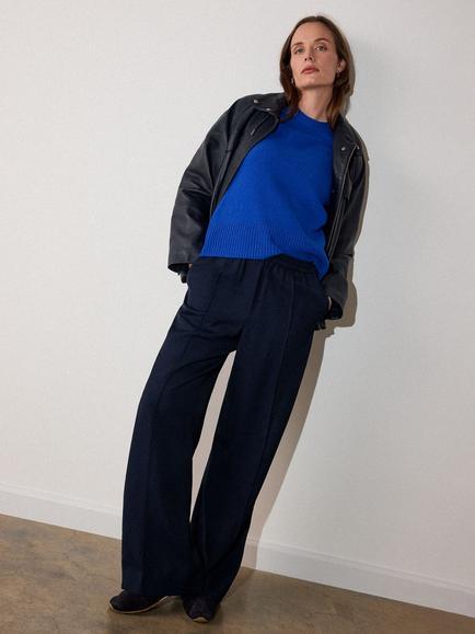 Whistles Wool Knitted T-Shirt, Blue - view 2, Blue