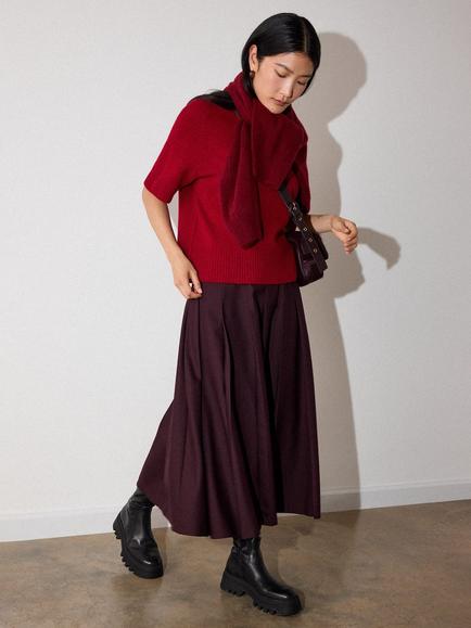 Whistles Pure Wool Knitted T-Shirt, Dark Red - view 2, Dark Red