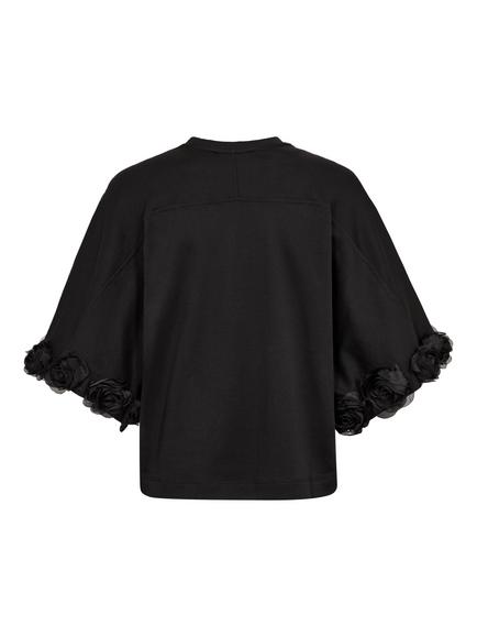 MOS MOSH Cotton Jersey Rosette Applique T-Shirt, Black - view 2, Black