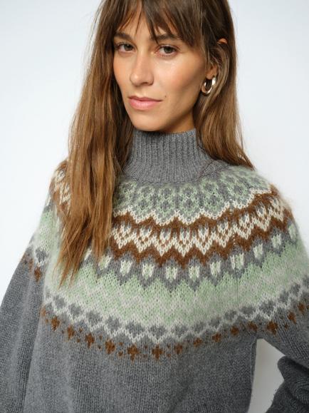 MOS MOSH Mmdaya Wool Rich High Neck Jumper, Thunderstorm - view 2, Thunderstorm