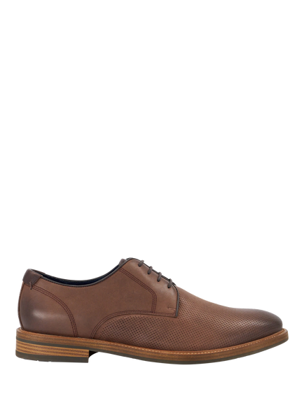 Dune London Bently Leather Lace Up Perforated Derby Shoes, Brown