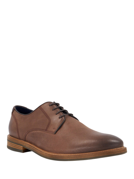 Dune London Bently Leather Lace Up Perforated Derby Shoes - view 2, Brown