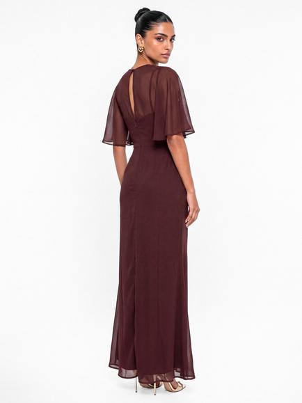 Maya Deluxe Floral Sequin Maxi Dress, Espresso - view 2, Espresso