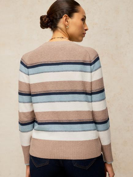 White Stuff Sienna Stripe Crew Neck Jumper,  Natural/Multi - view 2, Natural/Multi