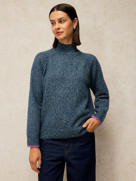 White Stuff Talia High Neck Jumper, Teal