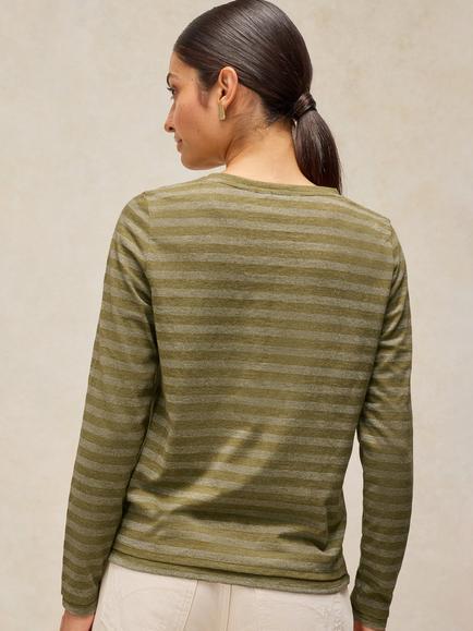 White Stuff Clara Sparkle Striped Long Sleeve Top - view 2, Green/Multi