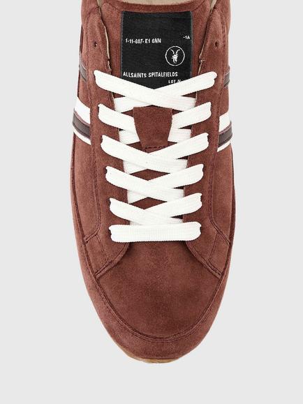 AllSaints Liam Lace Up Trainers, Rust Red - view 2, Rust Red