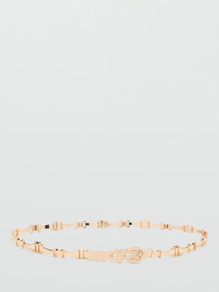 Mango Sculpted Link Chain Waist Belt, Gold, Gold
