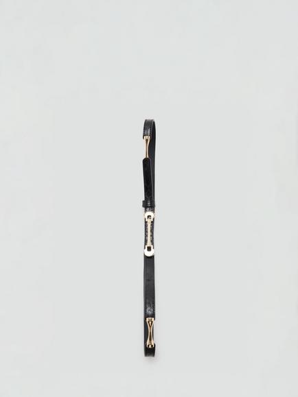 Mango Slim Statement Buckle Belt, Black - view 2, Black