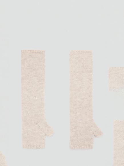 Mango Longline Fingerless Knitted Mittens, Raw