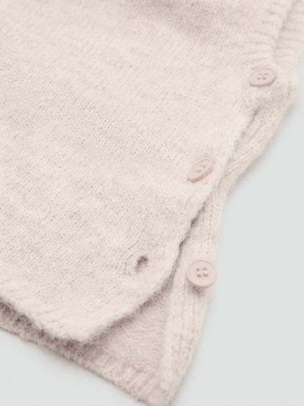 Mango Button Knit Hood Balaclava - view 2, Raw