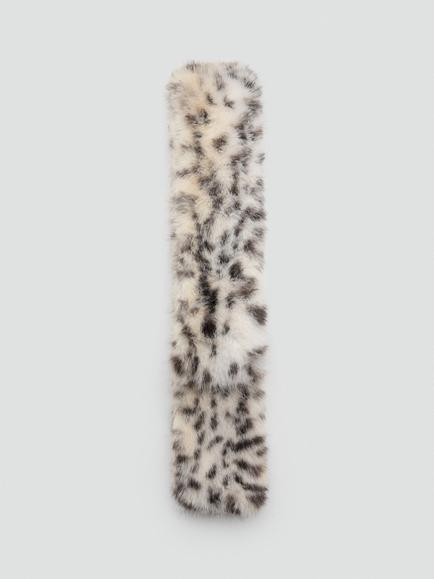 Mango Faux Fur Animal Print Wrap Scarf, Raw, Raw