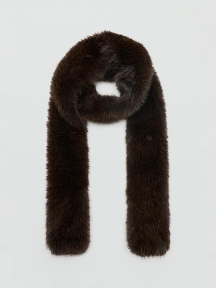 Mango Plush Faux Fur Scarf, Chocolate - view 2, Chocolate