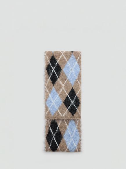 Mango Diamond Knit Scarf, Taupe