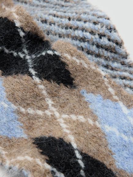 Mango Diamond Knit Scarf - view 2, Taupe