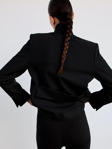 Mango Mandarin Collar Blazer, Black - view 2, Black