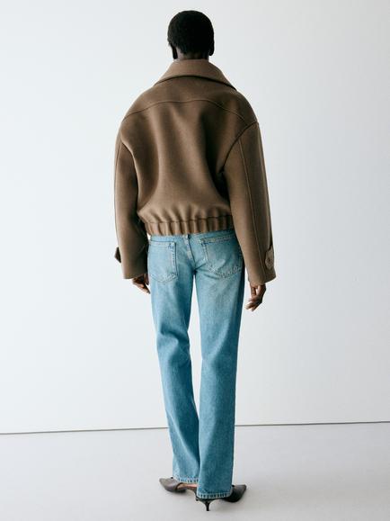 Mango High Neck Bomber Jacket, Taupe - view 2, Taupe