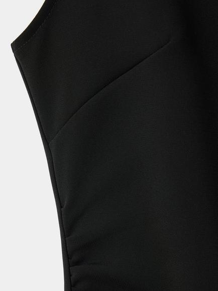 Mango Scallop-Hem Mini Dress, Black - view 2, Black