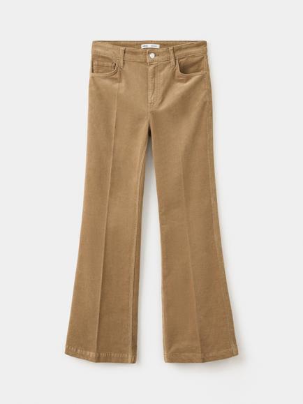 Mango Jolen Corduroy Mid Rise Flared Jeans, Camel