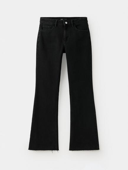 Mango High Rise Flared Jeans, Black, Black