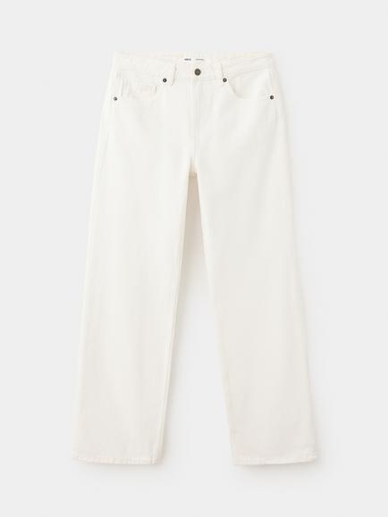Mango Mid Rise Straight Leg Denim Trousers, White, White