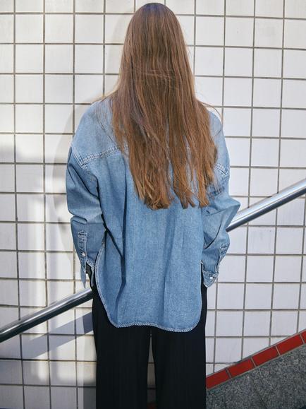 Mango Cindy Denim Shirt, Blue - view 2, Blue