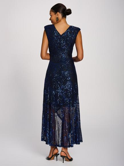 Jolie Moi Sequin High Low Sleeveless Dress, Royal Blue - view 2, Royal Blue