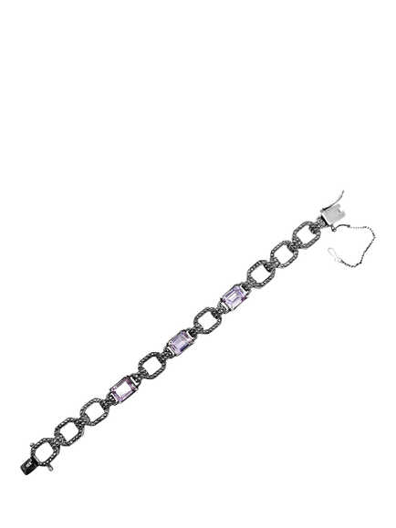 Pre-loved Vintage Amethyst Marcasite Bracelet, Silver, Silver