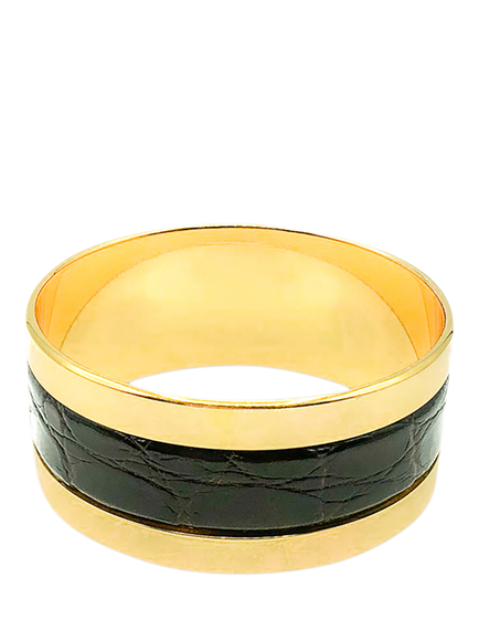 Pre-loved Vintage Grossé Leather Bangle, Circa 1970s, Gold, Gold