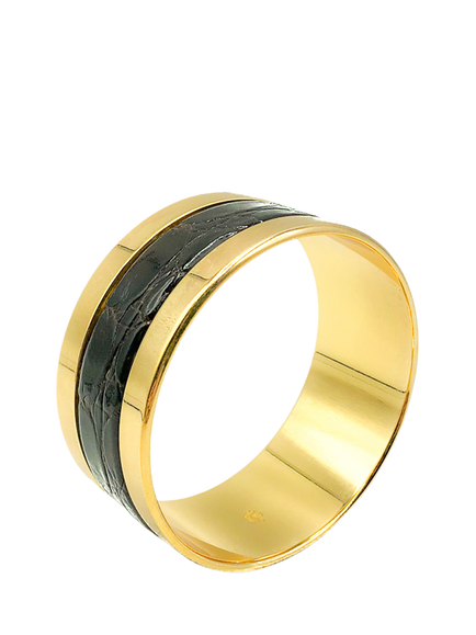 Pre-loved Vintage Grossé Leather Bangle, Circa 1970s, Gold - view 2, Gold