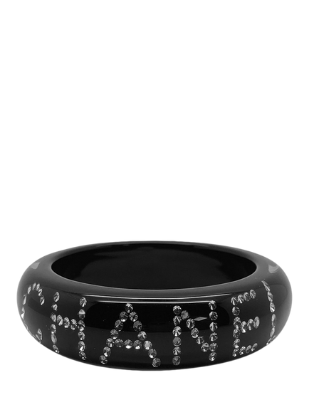 Pre-loved Vintage CHANEL Spell-Out Bracelet, Dated 2003, Black, Black
