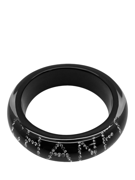 Pre-loved Vintage CHANEL Spell-Out Bracelet, Dated 2003, Black - view 2, Black