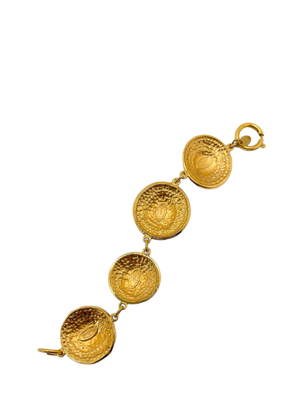 Pre-loved Vintage CHANEL Starburst Bracelet, Dated 1990, Gold - view 2, Gold