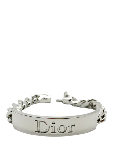 Pre-loved Vintage Christian Dior Chunky ID Bracelet, Silver, Silver