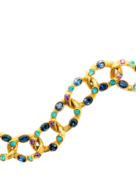 Pre-loved Vintage Gem Set Curb Bracelet, Gold - view 2, Gold