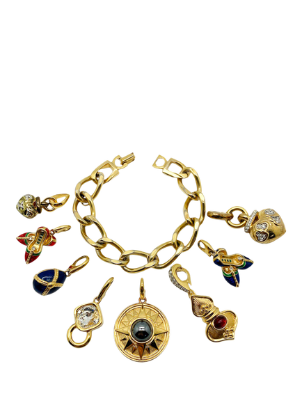 Pre-loved Vintage Detachable Charm Bracelet, Gold, Gold