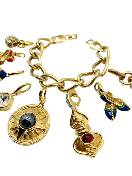 Pre-loved Vintage Detachable Charm Bracelet, Gold - view 2, Gold