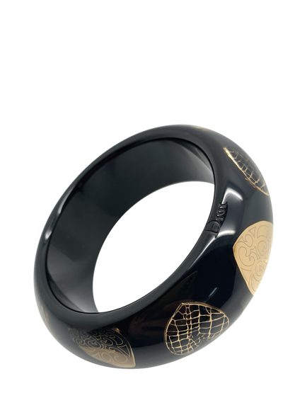 Pre-loved Vintage Christian Dior Resin Heart Bangle, Black - view 2, Black