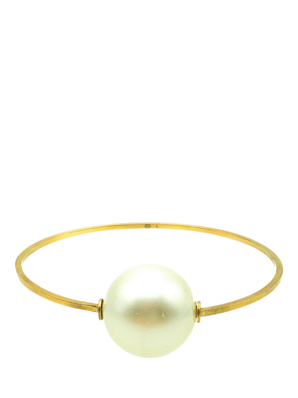 Pre-loved CHANEL Oversize Pearl Bangle, Gold, Gold