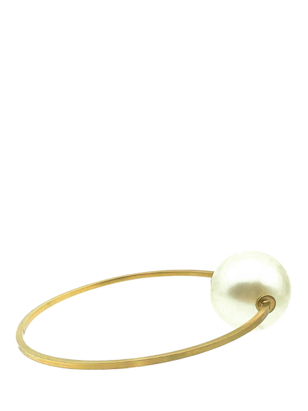 Pre-loved CHANEL Oversize Pearl Bangle, Gold - view 2, Gold