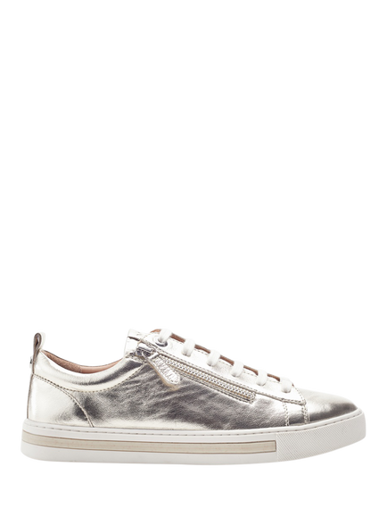 Moda in Pelle Federika Leather Lace Up Trainers, Champagne, Champagne
