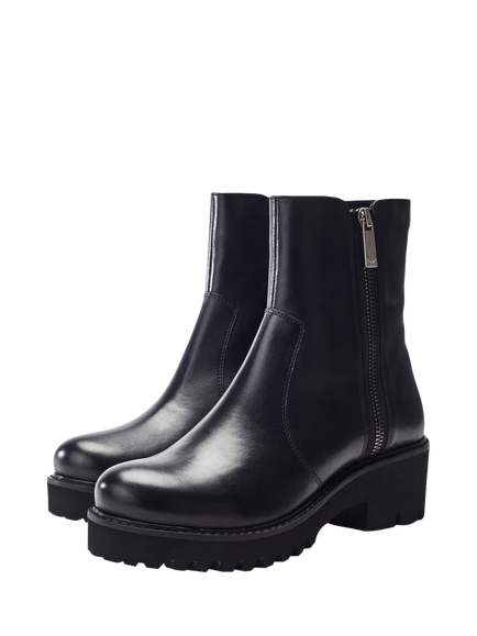 Moda in Pelle Ocaso Leather Chunky Ankle Boots, Black - view 2, Black