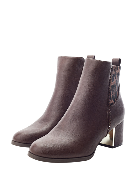 Moda in Pelle Panora Block Heel Ankle Boots, Brown - view 2, Brown