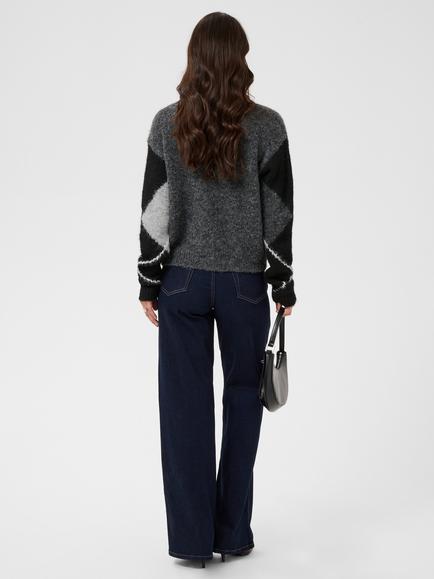 KAFFE Kagrith V-Neck Cardigan, Grey/Black - view 2, Grey/Black
