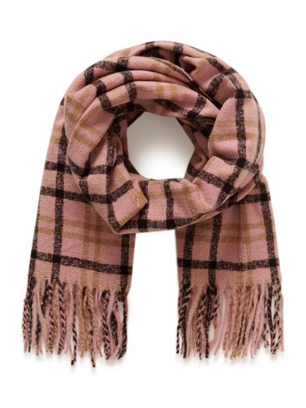 KAFFE Willow Oversized Scarf, Rose Pink/Multi Check, Rose Pink/Multi Chec