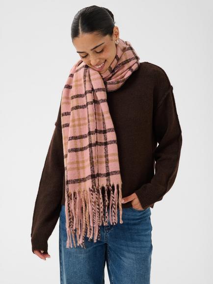 KAFFE Willow Oversized Scarf, Rose Pink/Multi Check - view 2, Rose Pink/Multi Chec