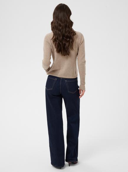 KAFFE Kacashie Wool Rich with Cashmere Crew Neck Cardigan, Beige Melange - view 2, Beige Melange