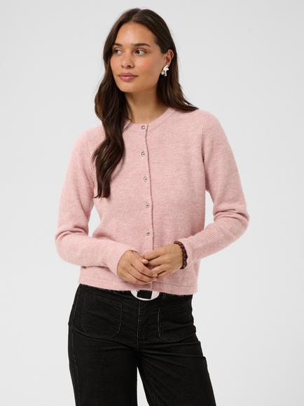 KAFFE Kaniel Knit Cardigan, Pale Mauve, Pale Mauve Melange