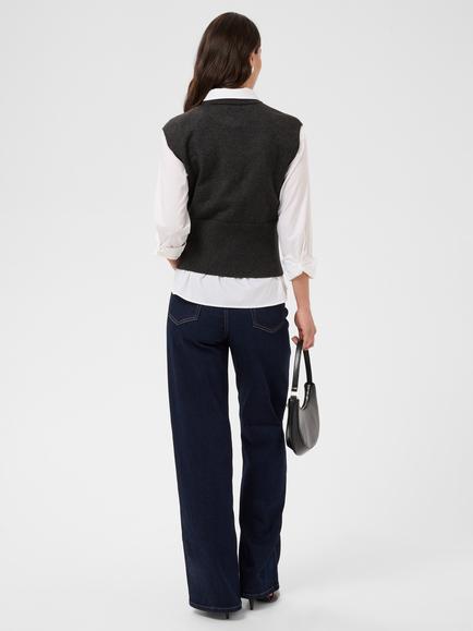 KAFFE Barbara Knit Vest Jumper, Dark Grey Melange - view 2, Dark Grey Melange